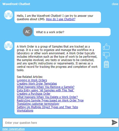 Wavefront Chatbot view