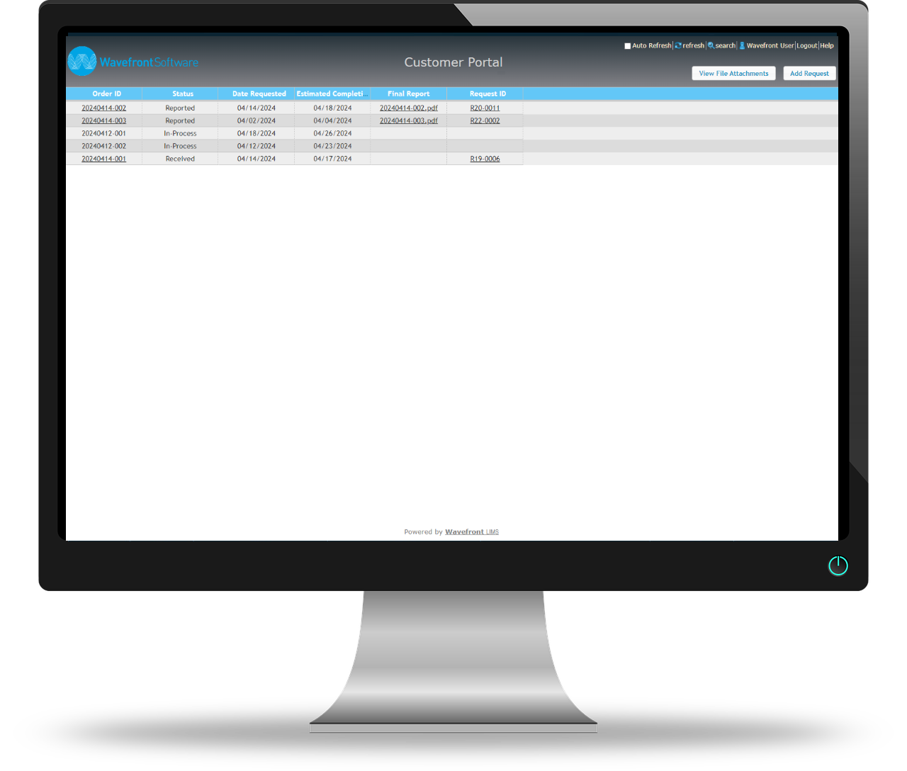 Wavefront Laboratory Customer Portal