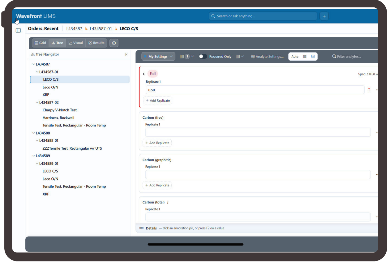 Wavefront Screen Dashboard